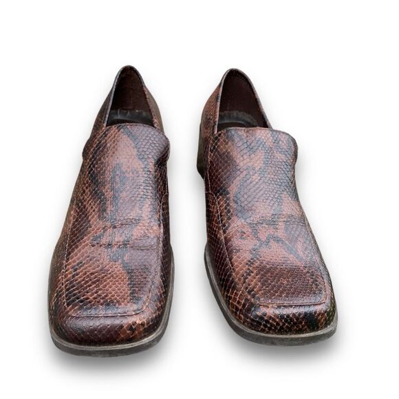 Bass Arianna Brown Reptile Snake Animal Print Square Toe Comfort Shoes size 9 - Picture 8 of 16